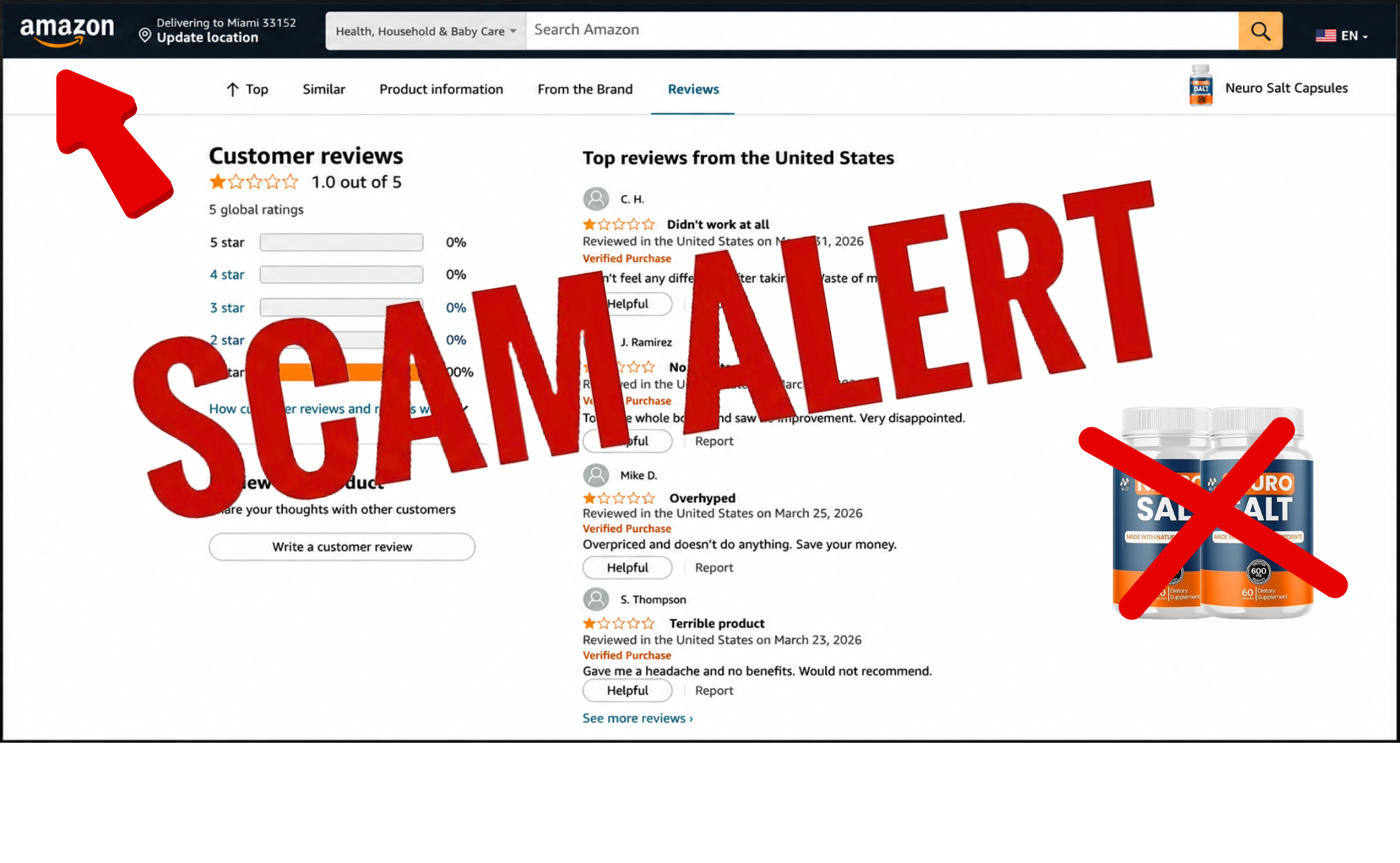 Neuro Salt negative reviews and complaints from marketplace